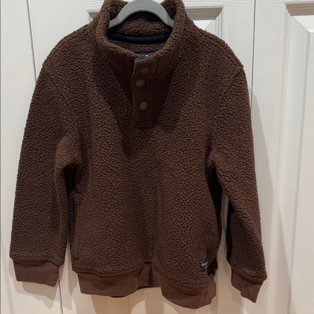 Abercrombie Kids Chocolate Fleece Teddy  quarter zip sweater